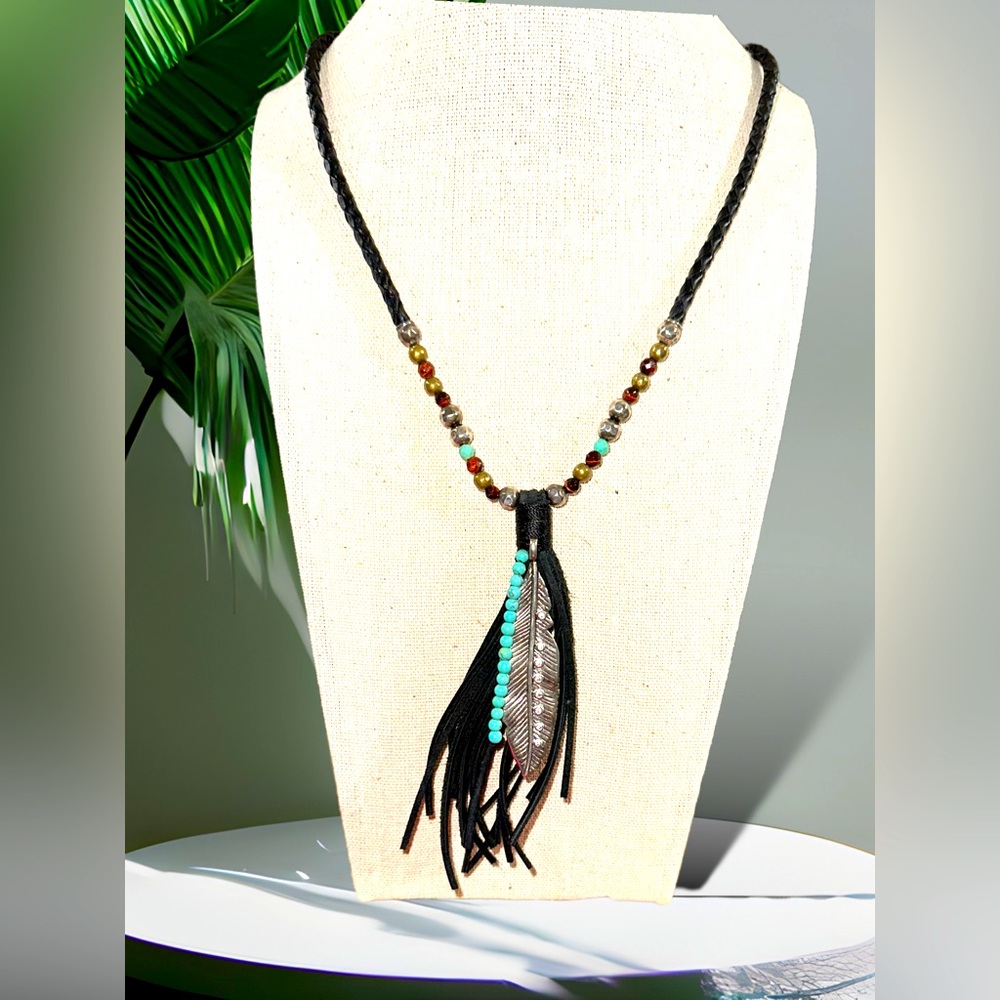 Silpada KR Collection “Birds of a Feather” leather, Howlite, Jasper, & sterling